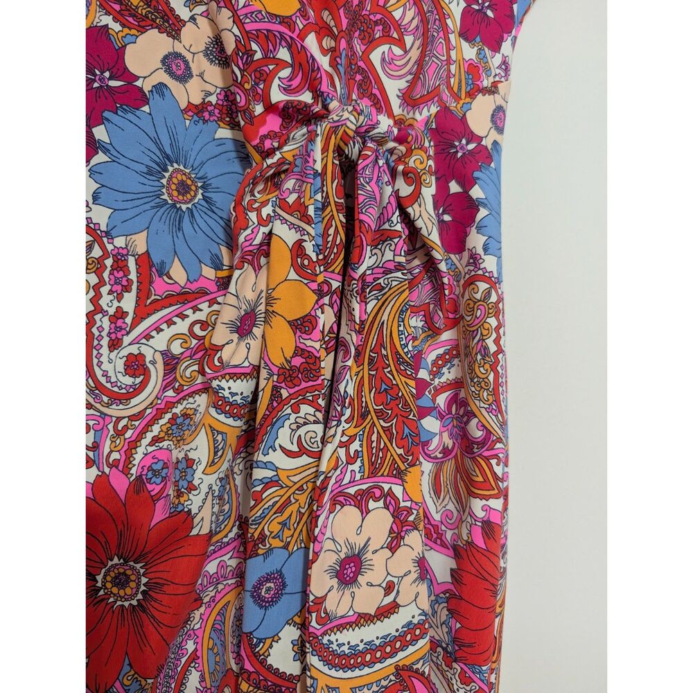 Talbots Floral Paisley Dress Size M Stretch Sheath Colorful Preppy Chic Summer - Picture 6 of 7